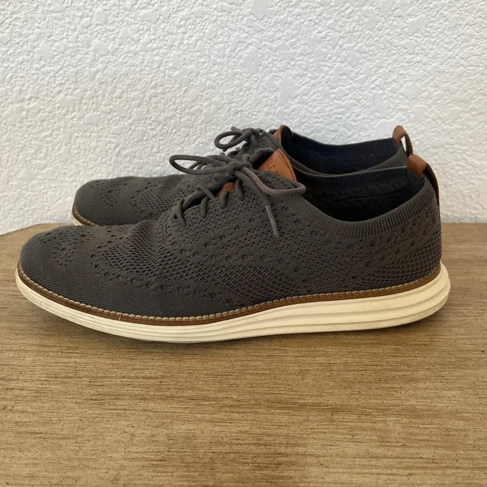 Cole Haan Original Grand Stitchlite Shoes Mens Sz 8.5 Gray Wingtip Oxford Dress
